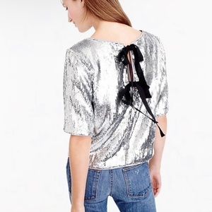 J. Crew silver sequin blouse